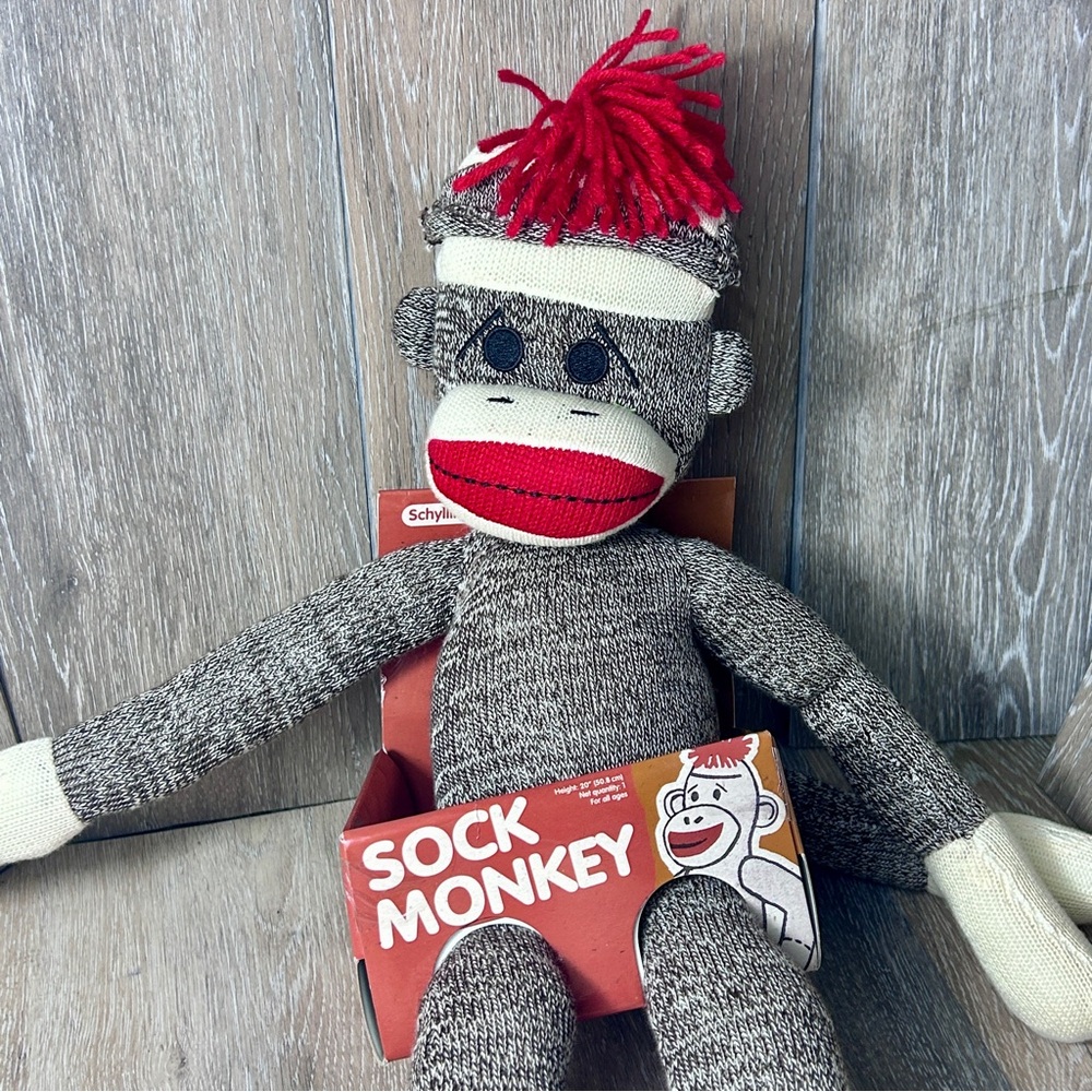 Classic Schylling Sock Monkey Plush Toy – Retro Handmade‑Style Doll, Collectible
